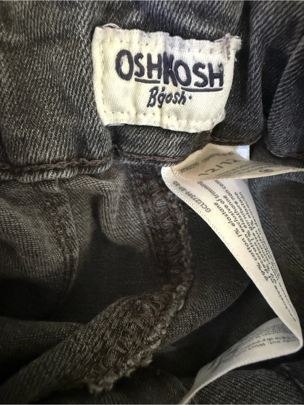 OshKosh B’gosh Girls Size 12 Gray Black Flare Jeans Embroidered Stars Y2K